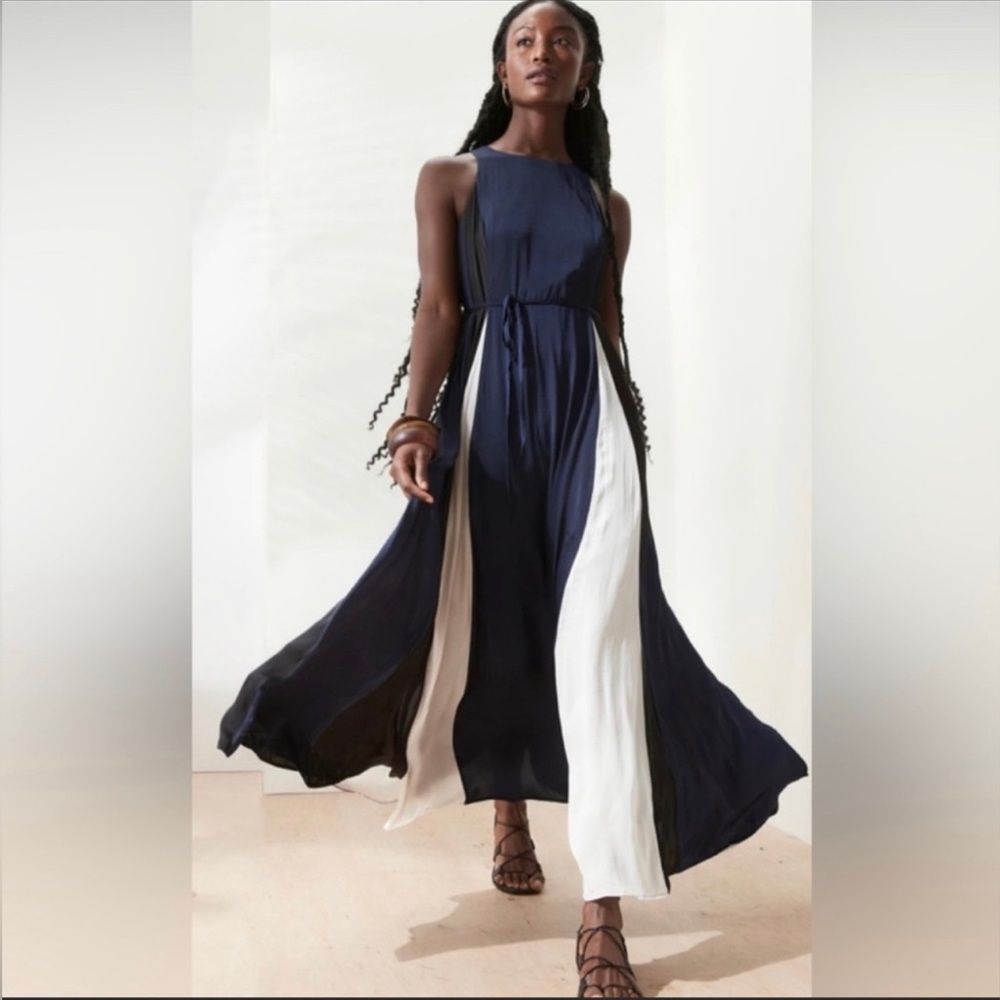 Banana Republic Navy Flow Maxi Dress